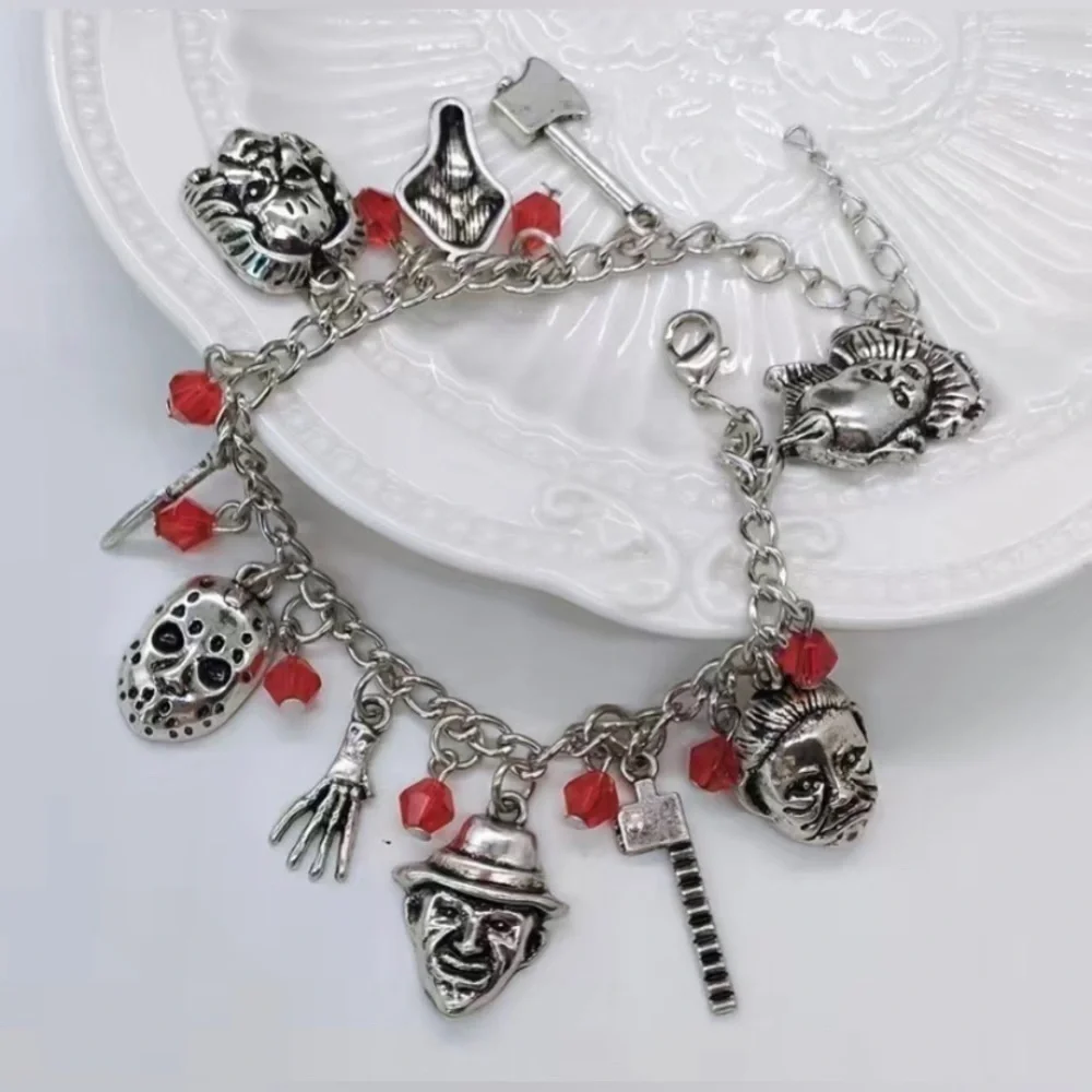 Halloween Charm Bracelet Men Gothic Punk Dagger It Scream Freddie Kruger
